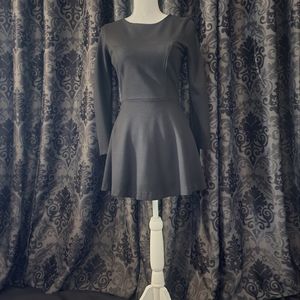 Long Sleeve Black Skater Dress Mini, size Small